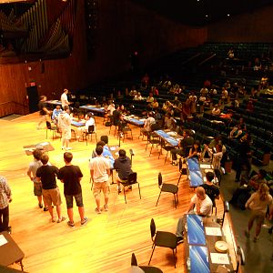 Looking down on the stage
